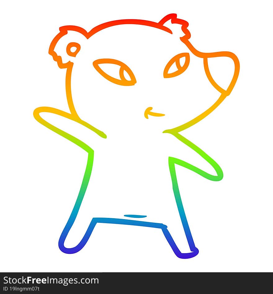 rainbow gradient line drawing cute cartoon bear