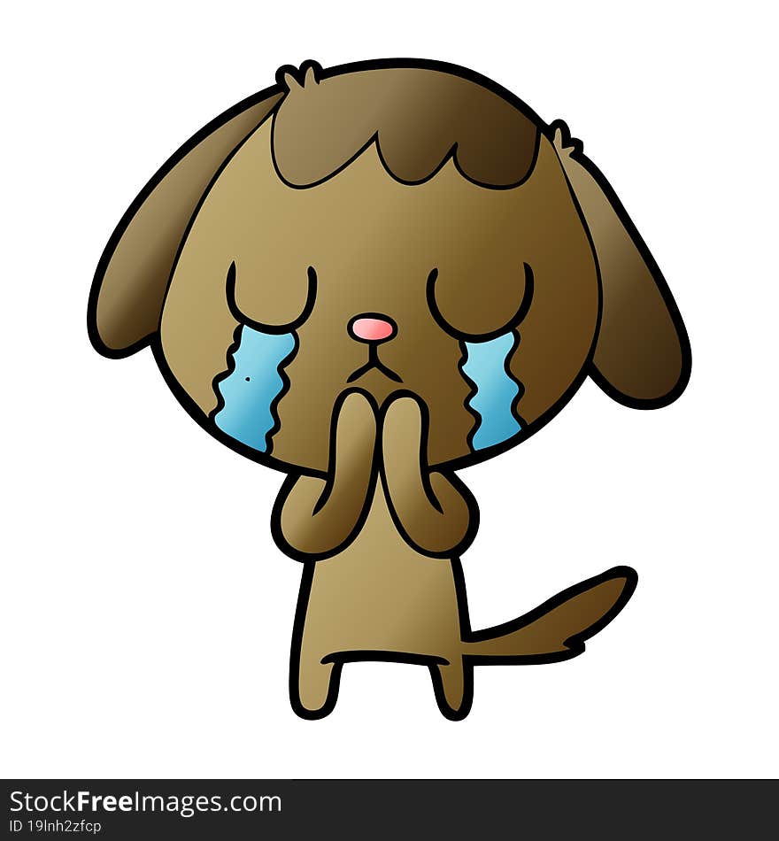 cute cartoon dog crying. cute cartoon dog crying