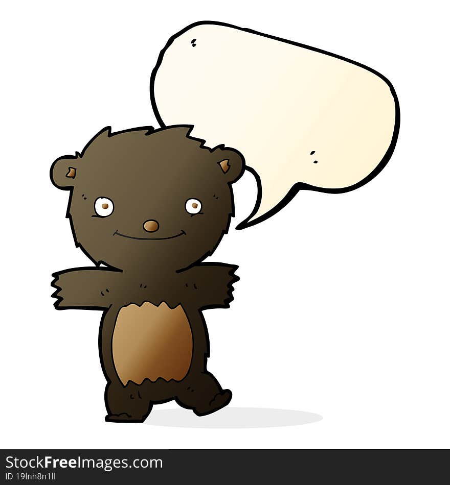 cartoon black bear cub with speech bubble