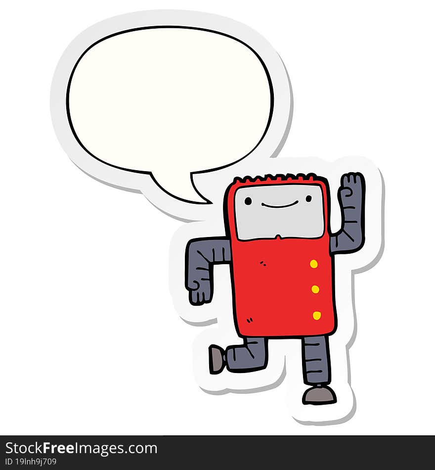 cartoon robot and speech bubble sticker