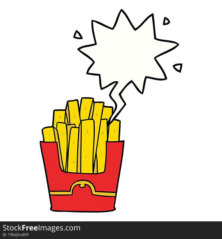 Cartoon Junk Food Fries And Speech Bubble