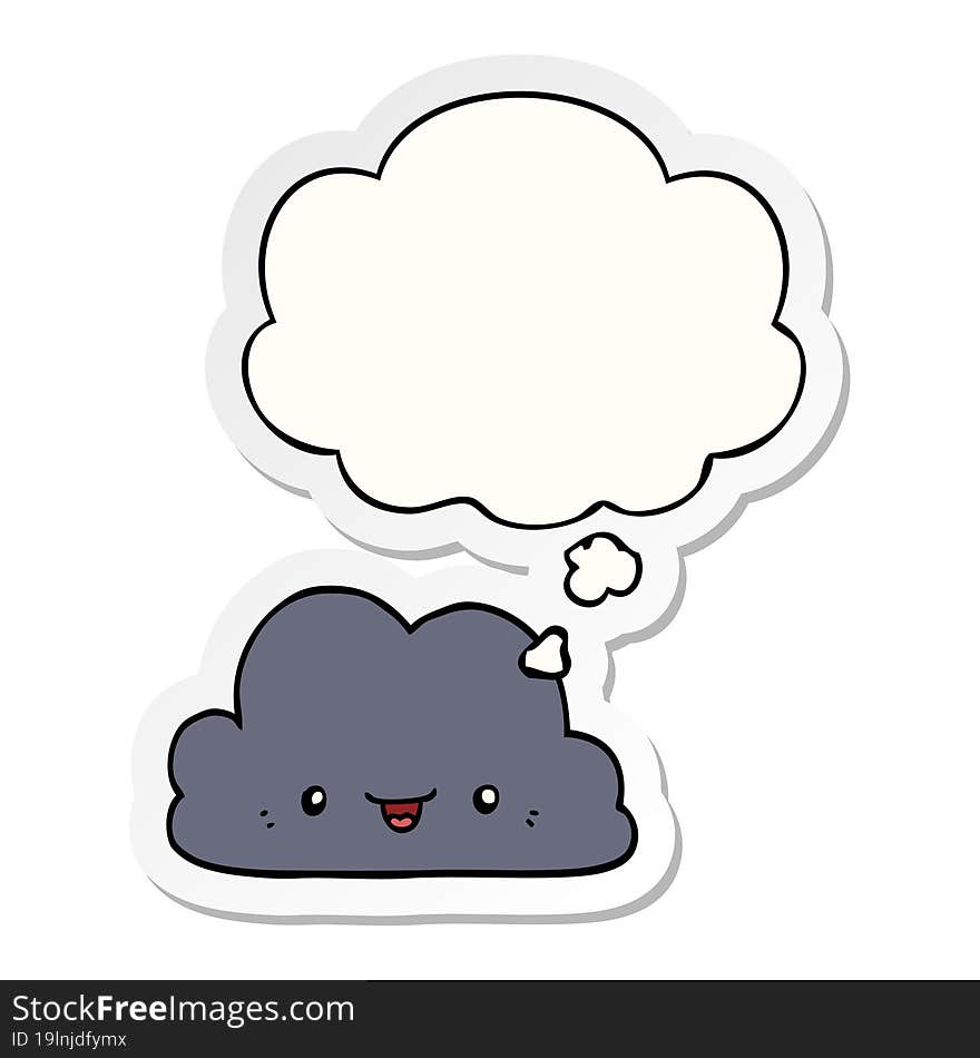 Cute Cartoon Cloud And Thought Bubble As A Printed Sticker