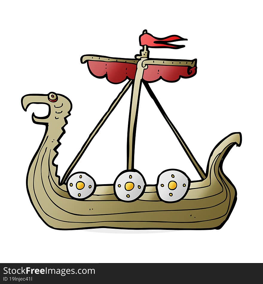 cartoon viking ship