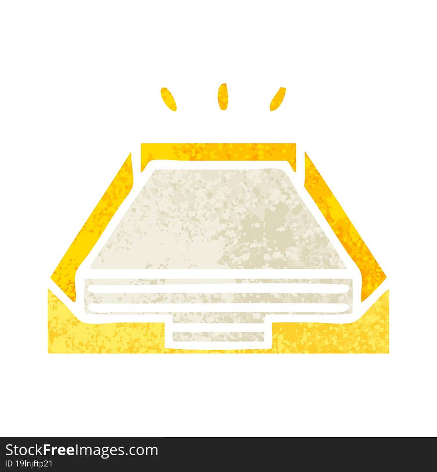 Retro Illustration Style Cartoon Paper Stack In Tray