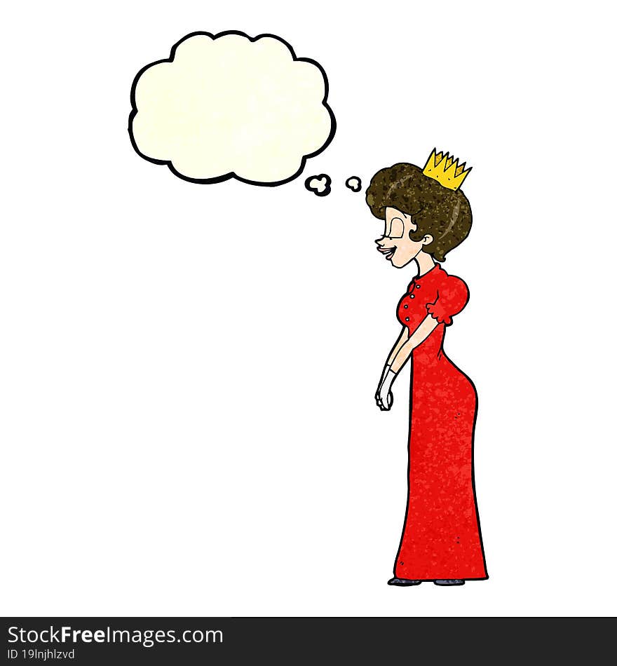 cartoon princess with thought bubble