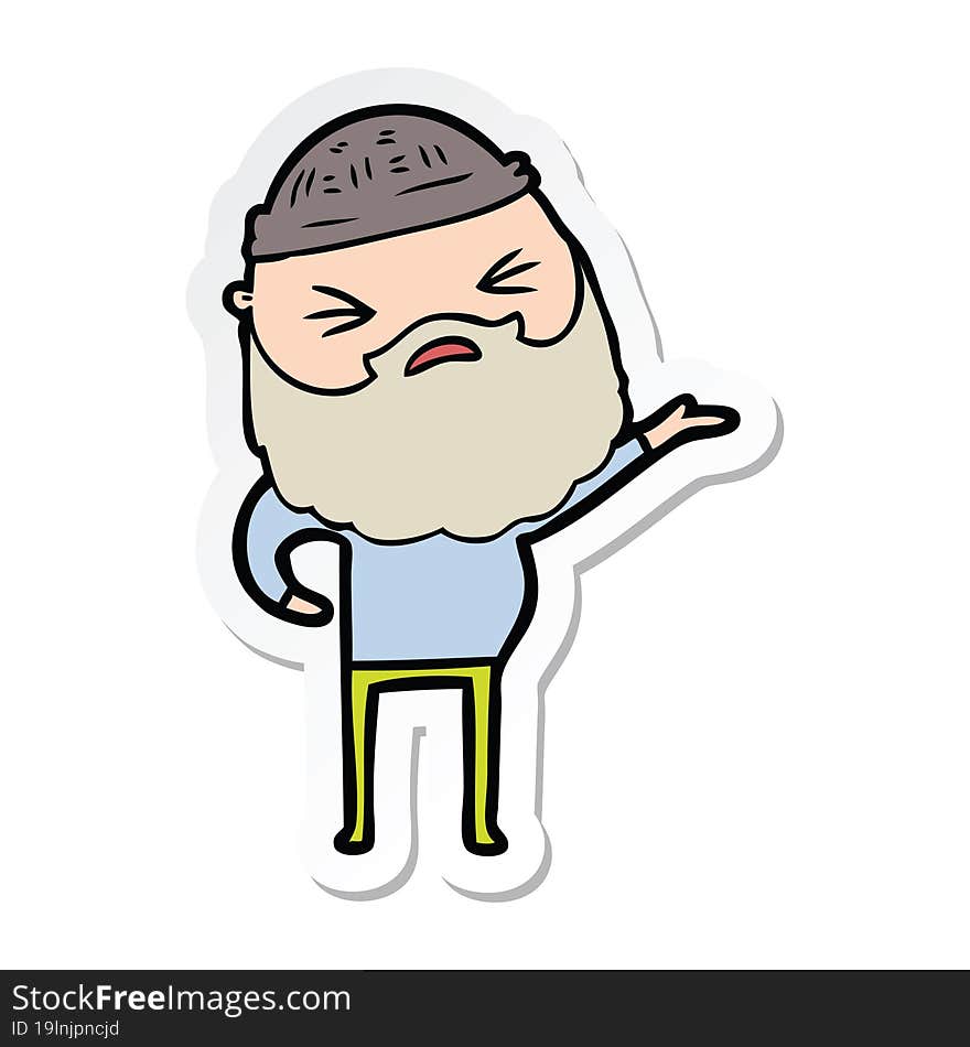 sticker of a cartoon man with beard