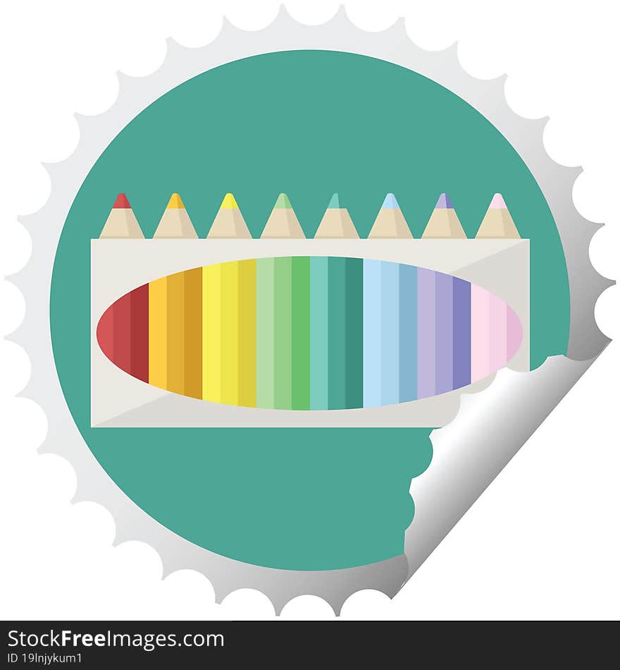 pack of coloring pencils round sticker stamp