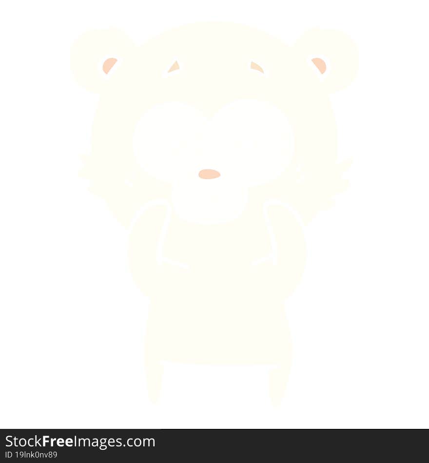 surprised polar bear flat color style cartoon