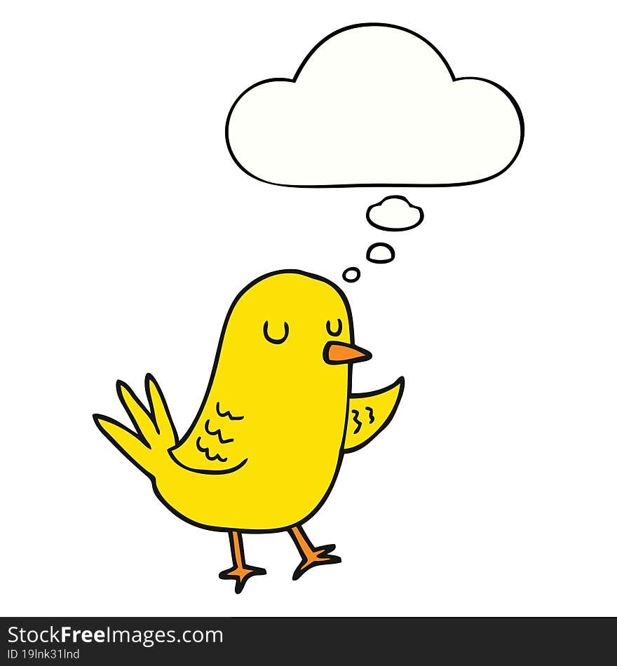 cartoon bird with thought bubble. cartoon bird with thought bubble