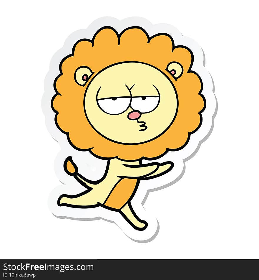 sticker of a cartoon running lion