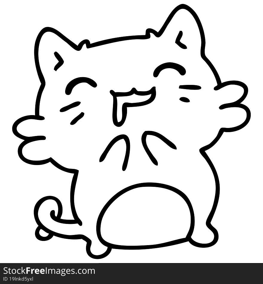 happy cartoon cat drooling