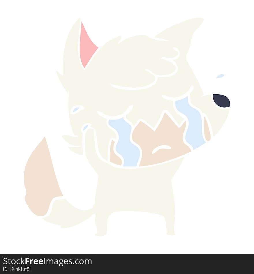 crying fox flat color style cartoon