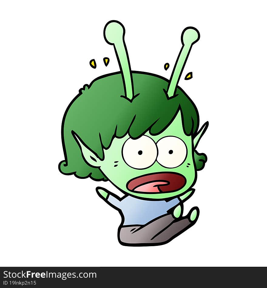 cartoon shocked alien girl. cartoon shocked alien girl