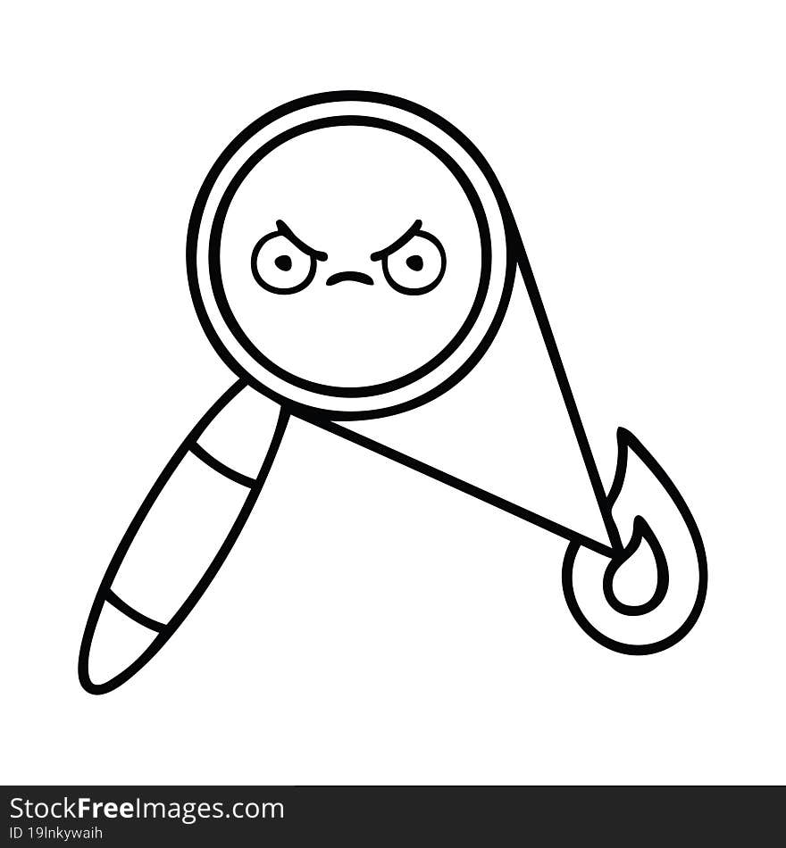 line drawing cartoon magnifying glass