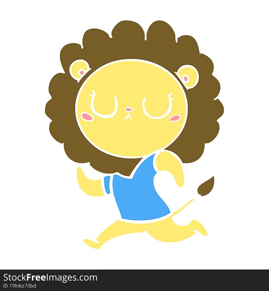 flat color style cartoon running lion