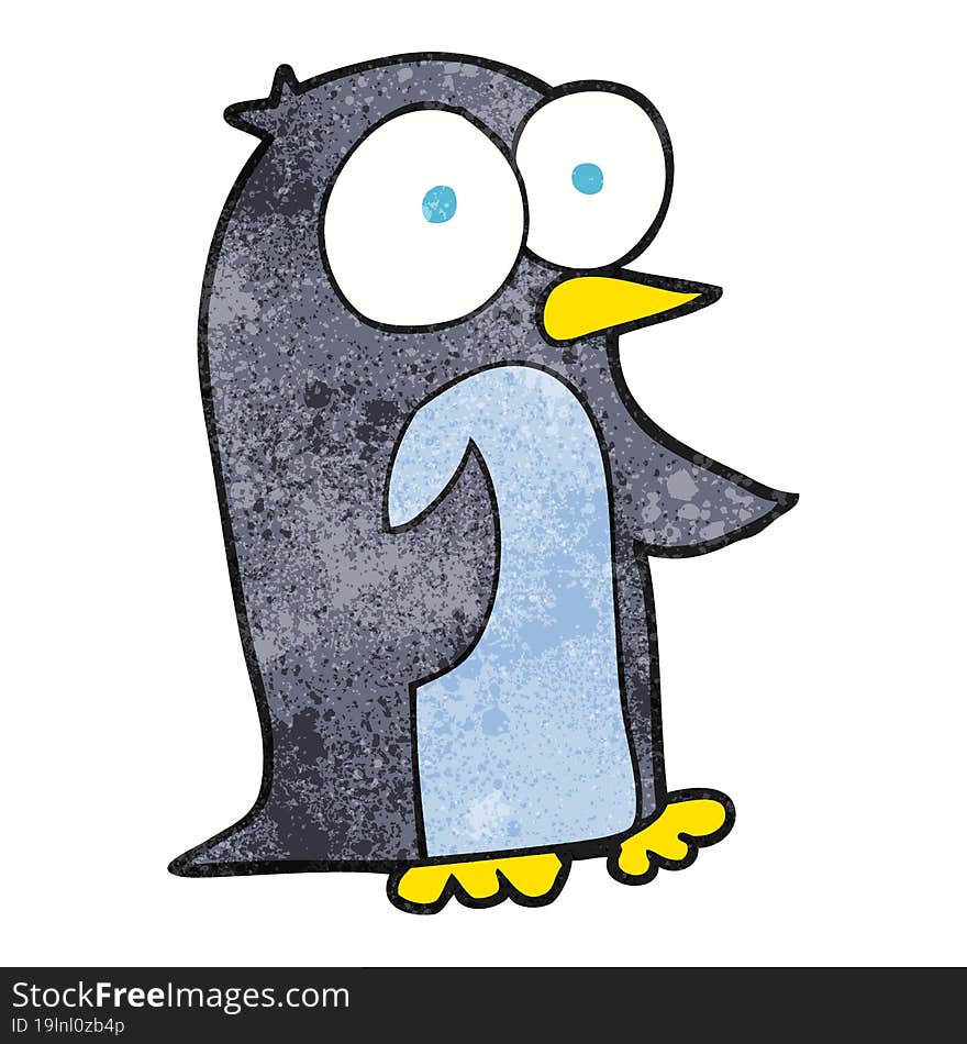 freehand textured cartoon penguin