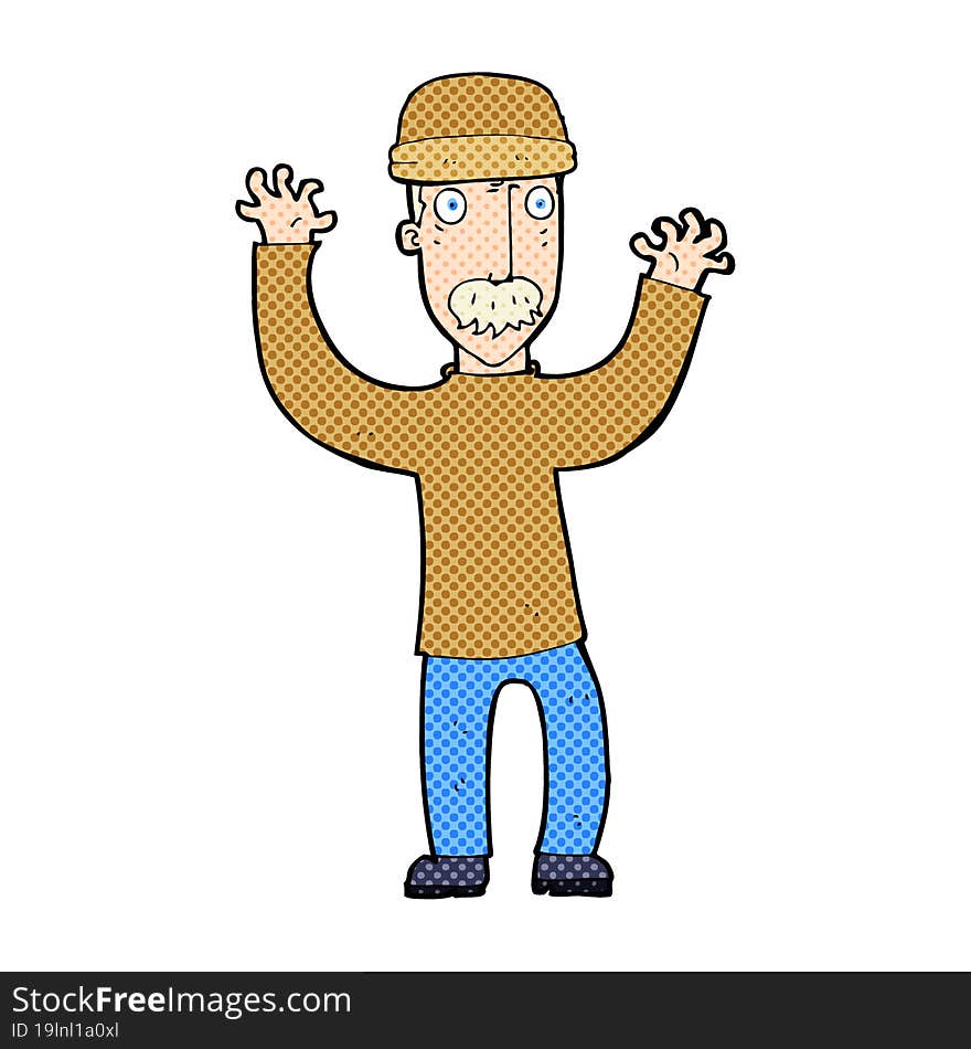 cartoon man wearing winter hat