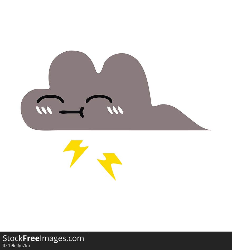 flat color retro cartoon storm cloud