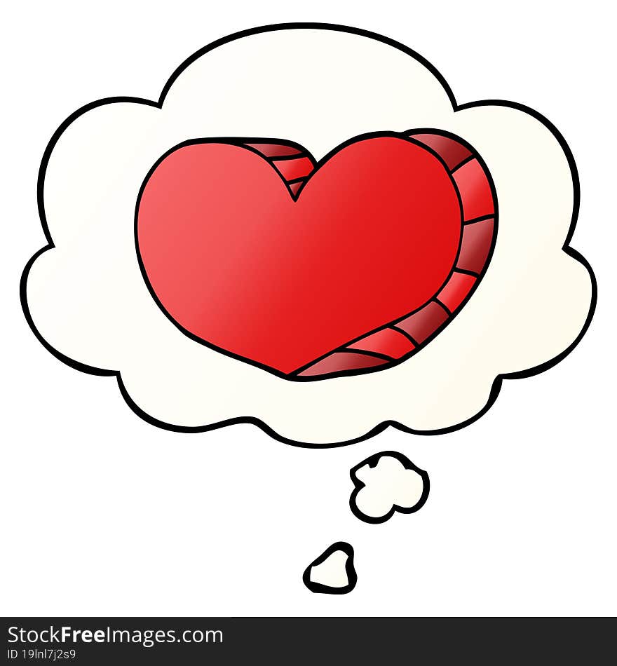 cartoon love heart with thought bubble in smooth gradient style