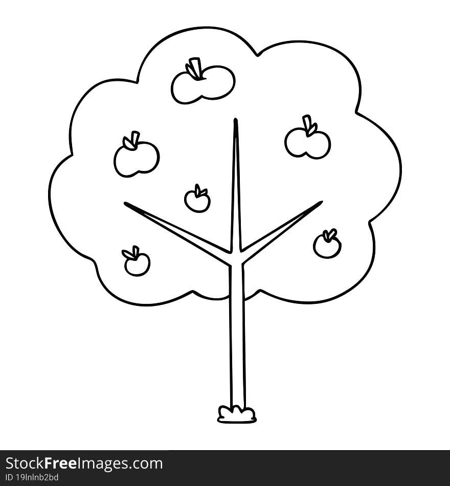 quirky line drawing cartoon tree