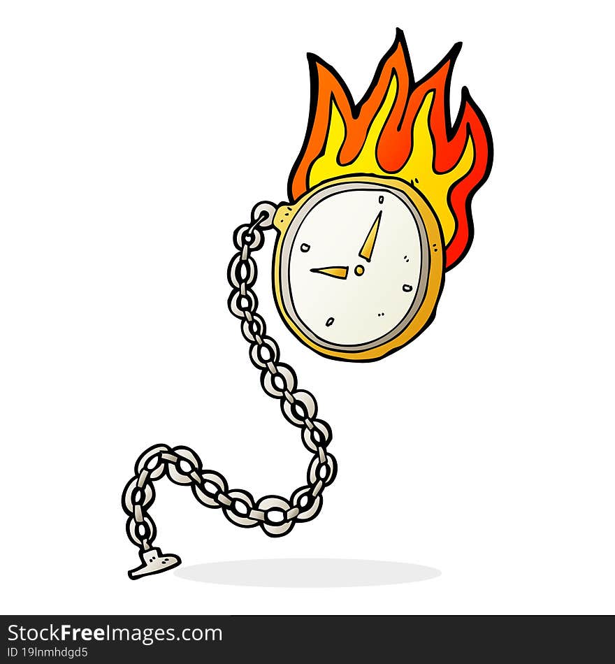 cartoon flaming watch