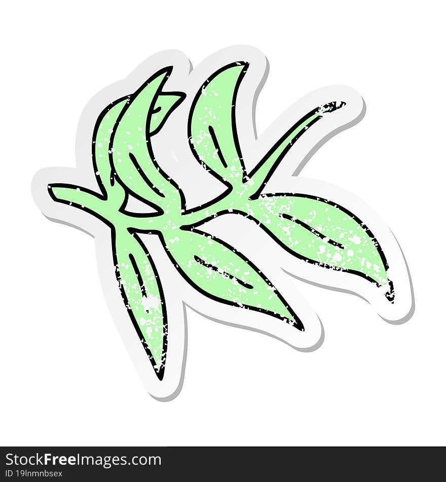 distressed sticker of a quirky hand drawn cartoon vines