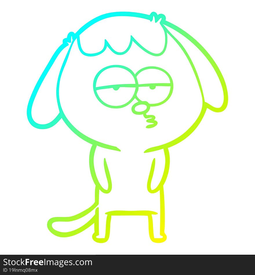 cold gradient line drawing cartoon tired dog