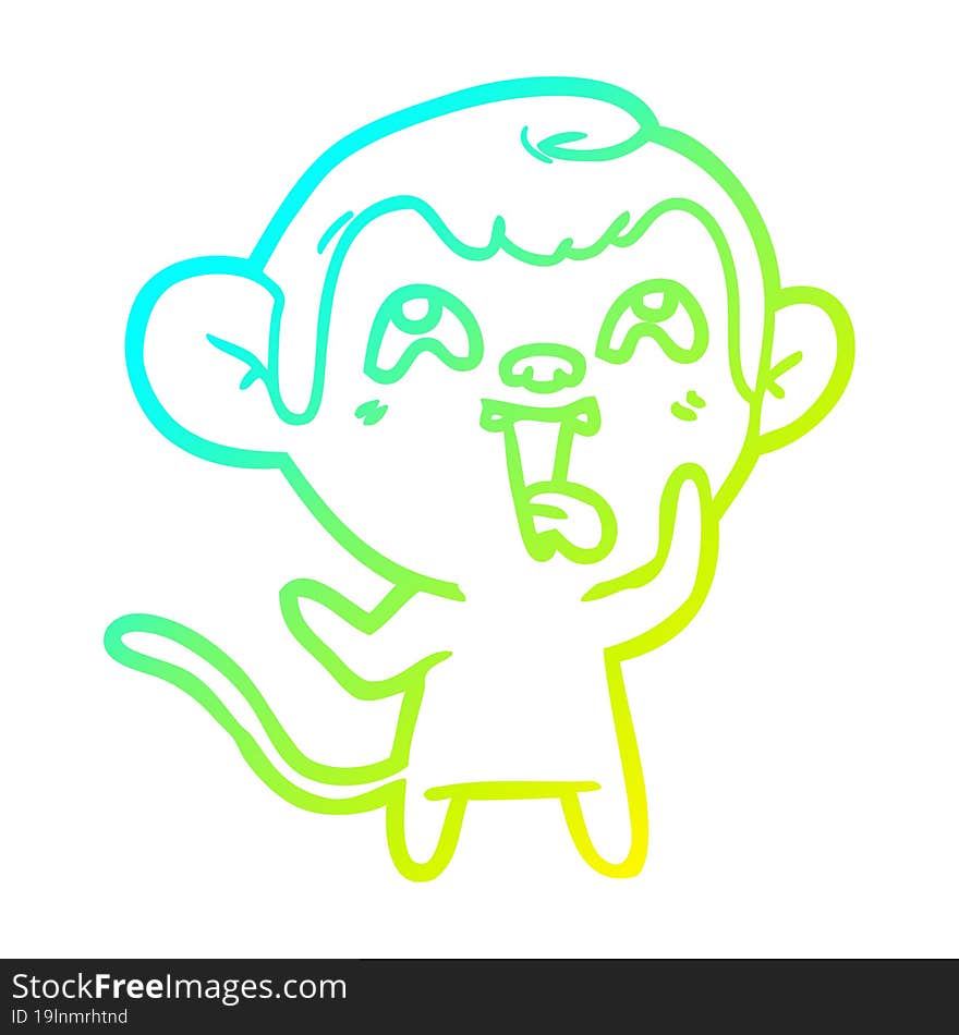 cold gradient line drawing crazy cartoon monkey