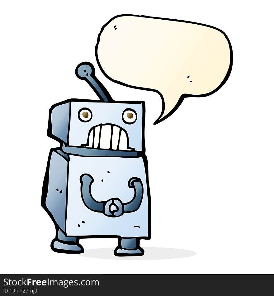 cartoon robot with speech bubble