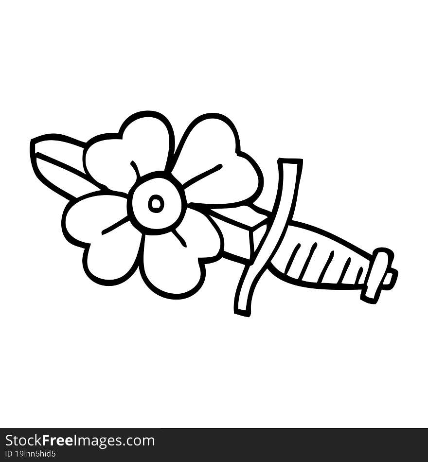 Line Drawing Cartoon Tattoo Dagger Symbol