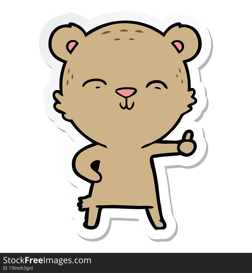 sticker of a happy cartoon bear