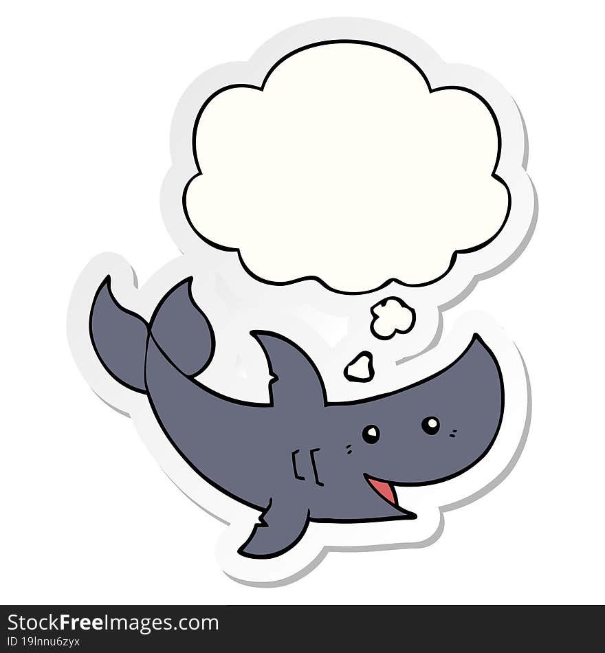 cartoon shark and thought bubble as a printed sticker