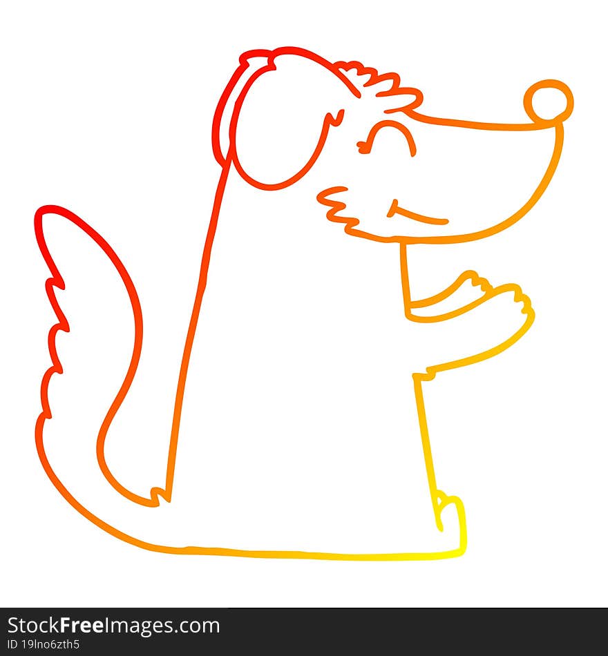 warm gradient line drawing happy cartoon dog