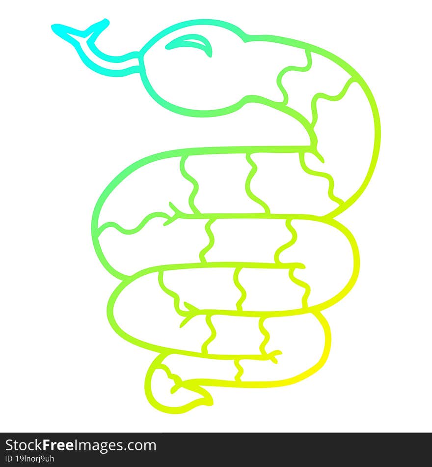 cold gradient line drawing cartoon snake