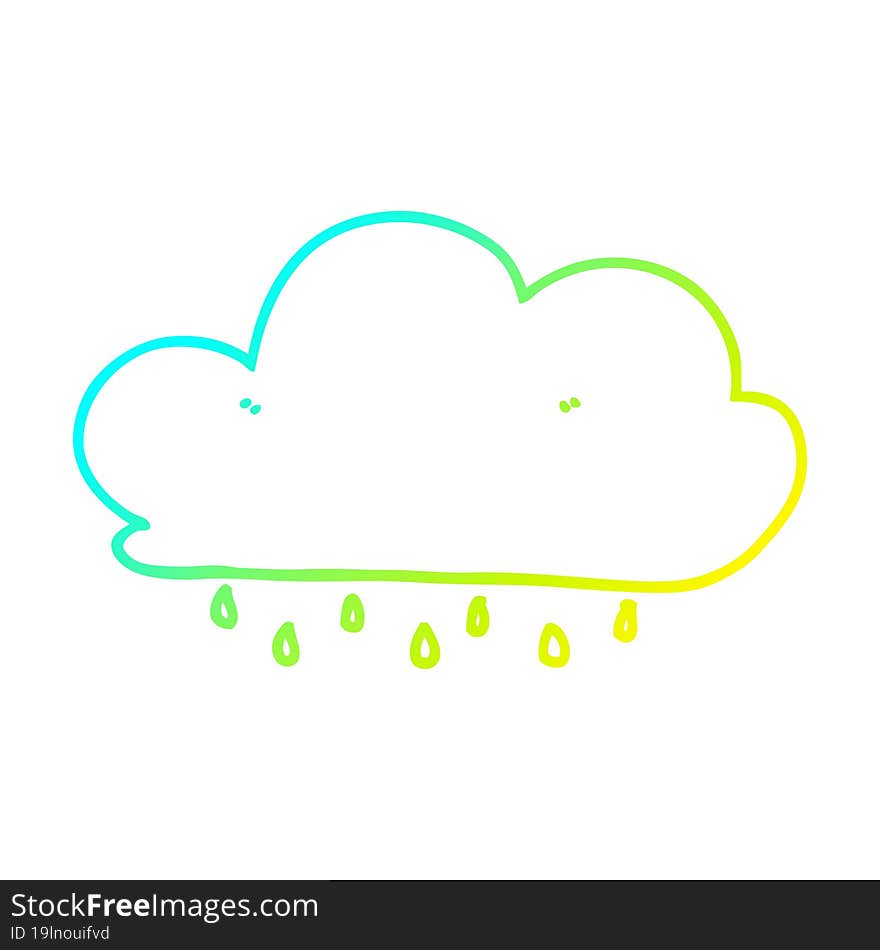 Cold Gradient Line Drawing Cartoon Rain Cloud