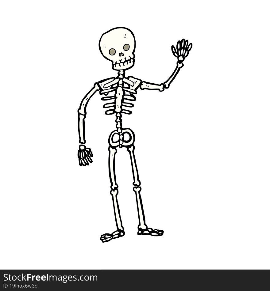 Cartoon Waving Skeleton