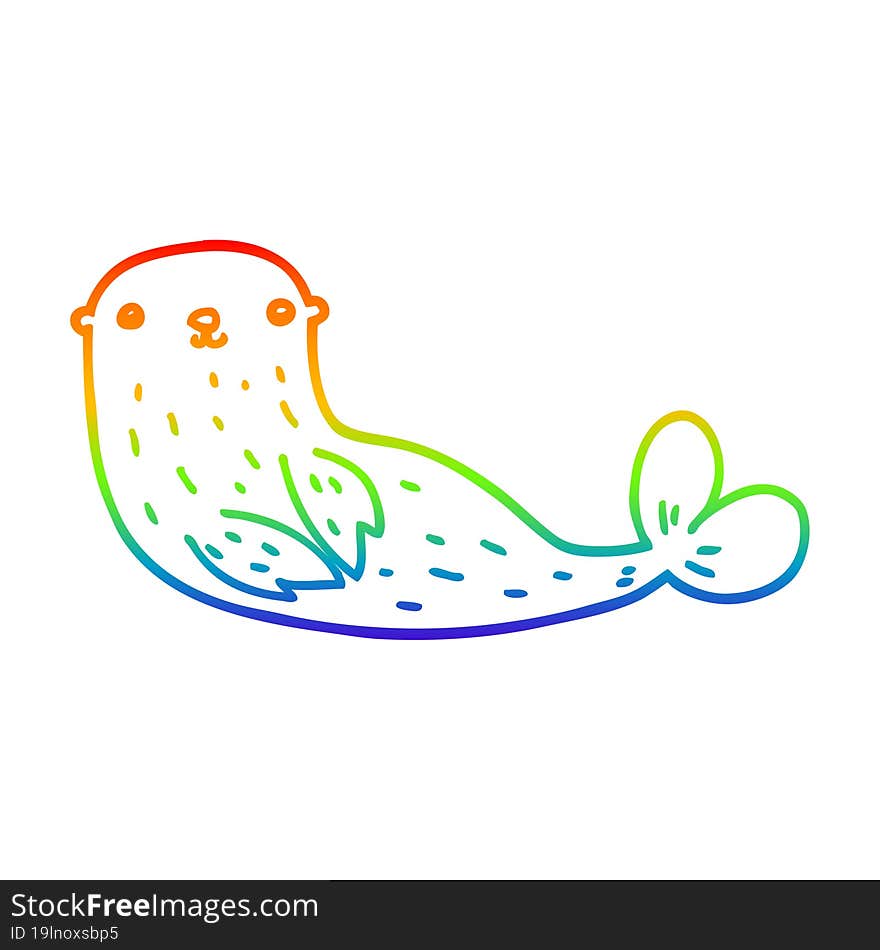 rainbow gradient line drawing cartoon seal