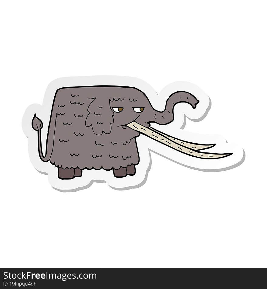 sticker of a cartoon woolly mammoth