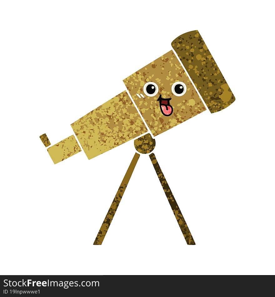 retro illustration style cartoon telescope