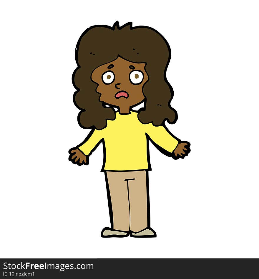 cartoon worried woman