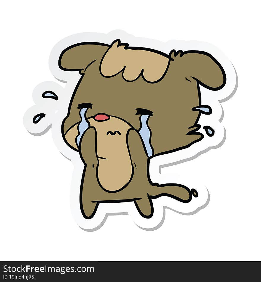 sticker of a cartoon sad dog