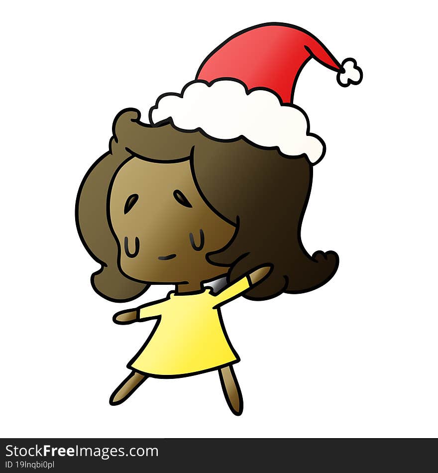 Christmas Gradient Cartoon Of Kawaii Girl