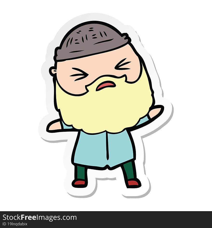 Sticker Of A Cartoon Man With Beard