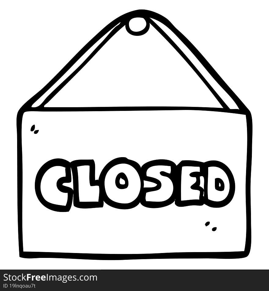 line drawing cartoon closed sign