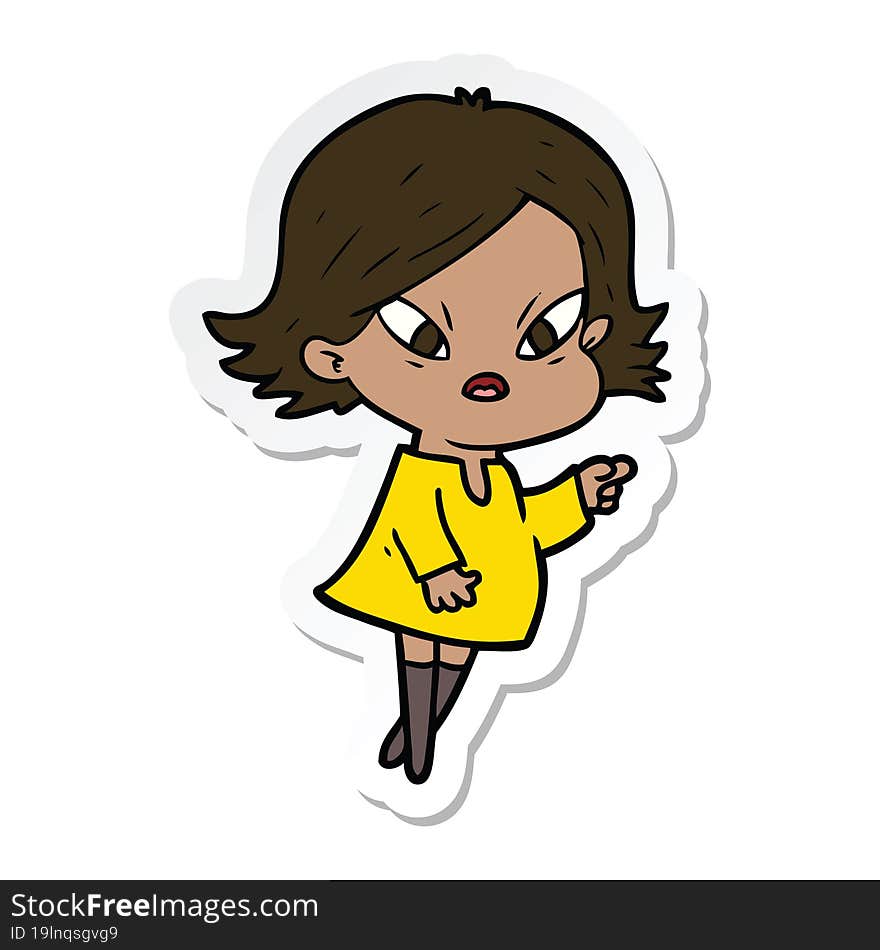 sticker of a cartoon stressed woman