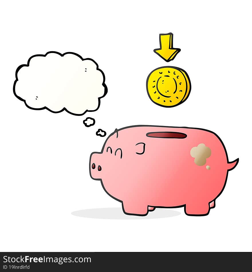 thought bubble cartoon piggy bank