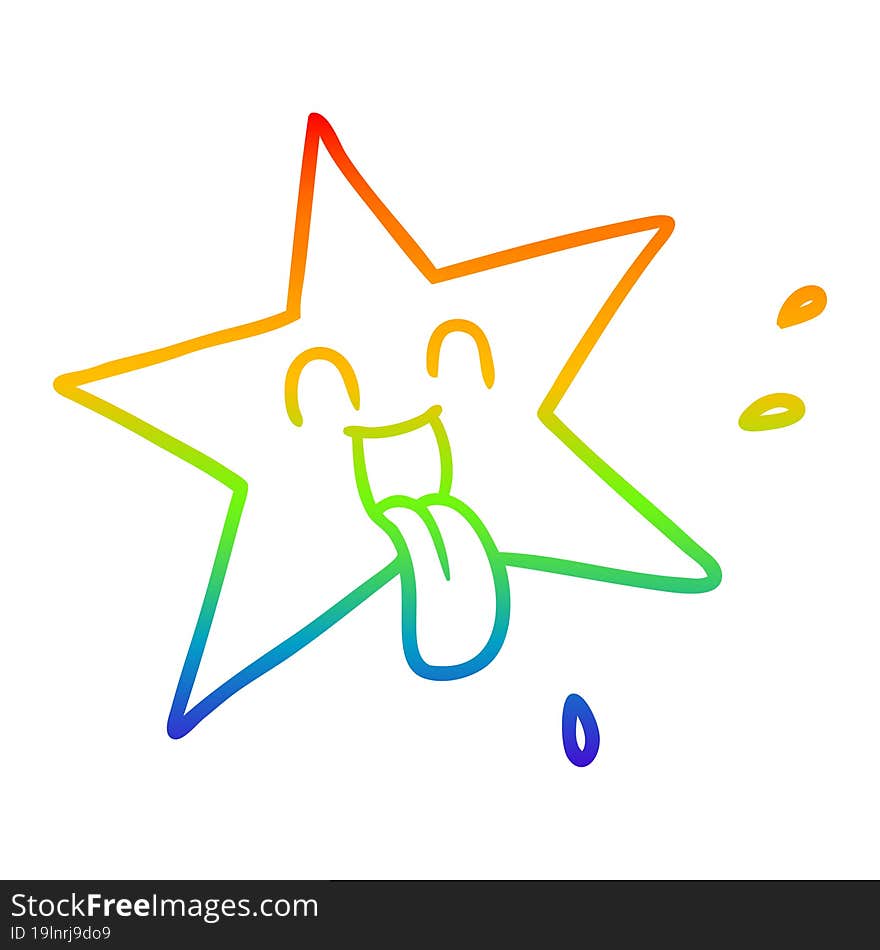 rainbow gradient line drawing cartoon star