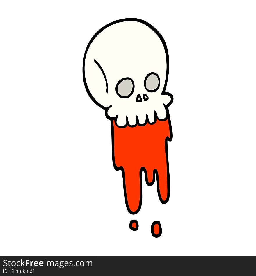 hand drawn doodle style cartoon blood dripping skull