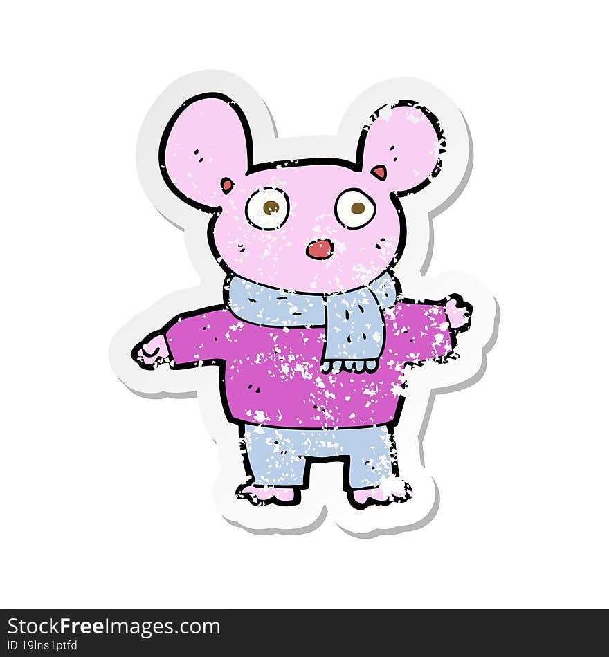 retro distressed sticker of a cartoon mouse in clothes