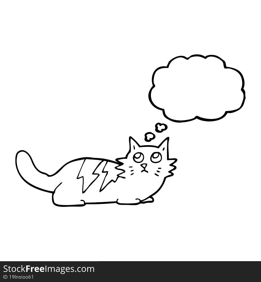 freehand drawn thought bubble cartoon cat